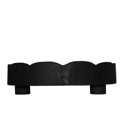 Black Wood Scallop Tray w/Legs