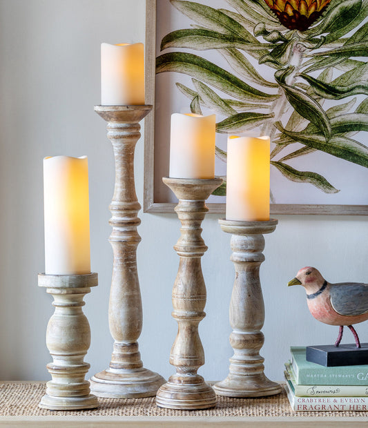 Large Estelle Wood Pillar Holder