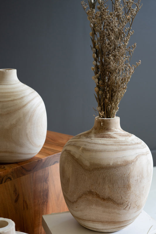 Carved Wooden Bud Vases