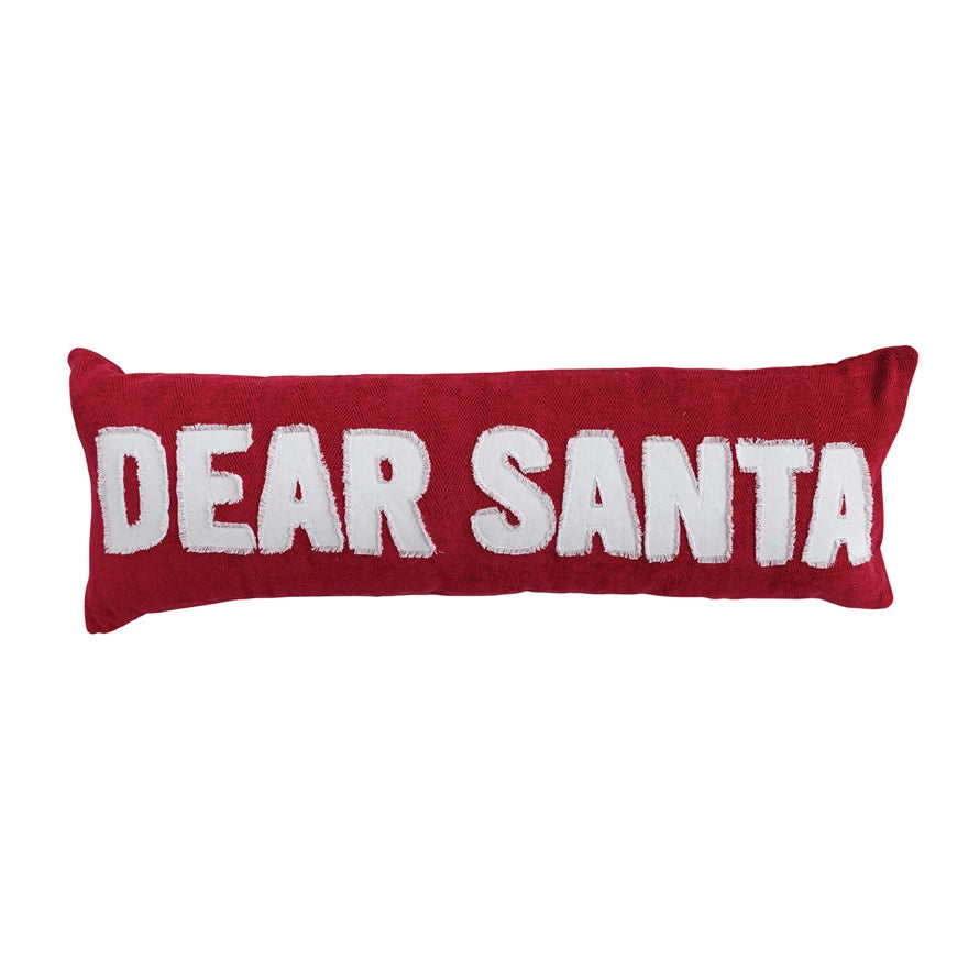 Woven Cotton Dear Santa Lumbar Pillow