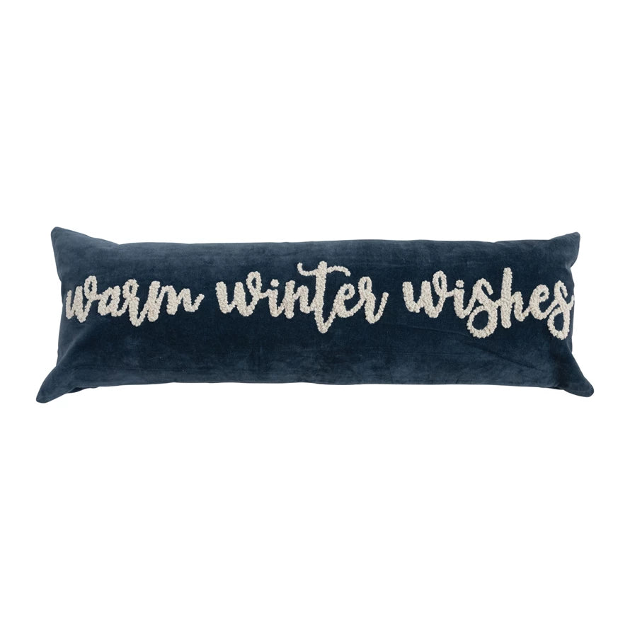 "Warm Winter Wishes" Velvet Lumbar Pillow