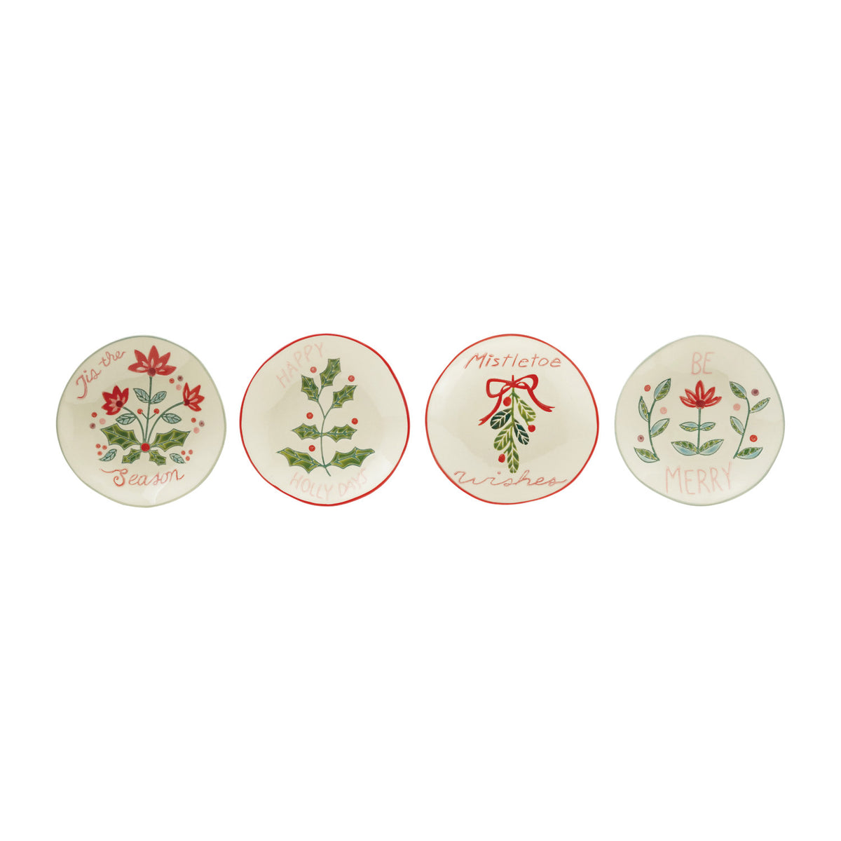 Hand-Painted Stoneware Plate with Holiday Botanicals