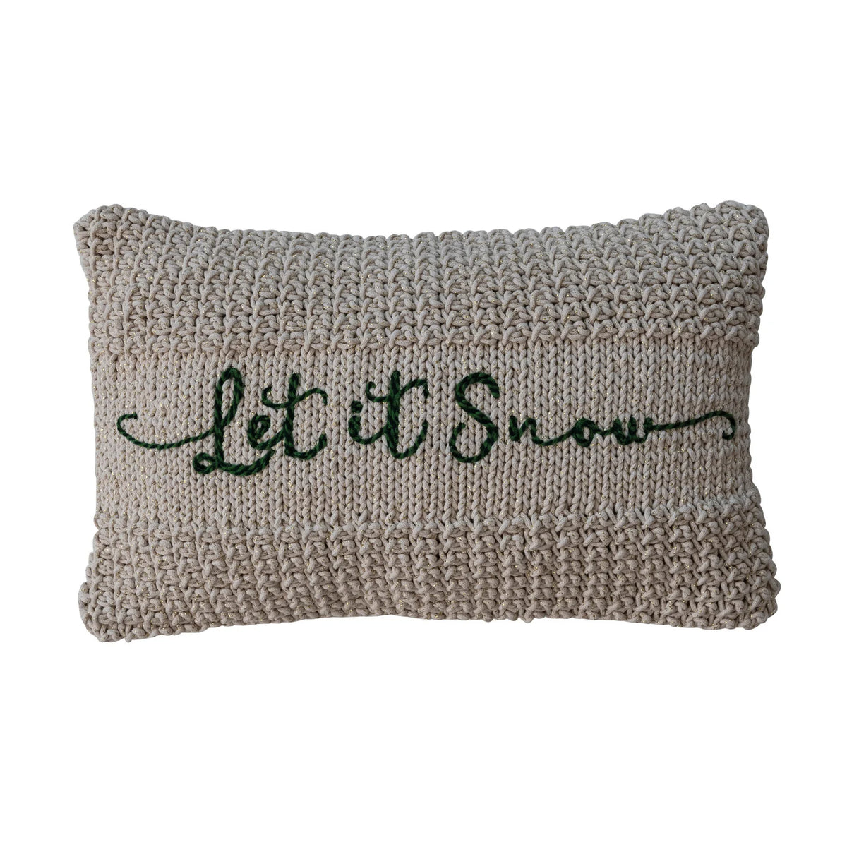Macrame Lumbar Pillow with Metallic Gold Thread Embroidery