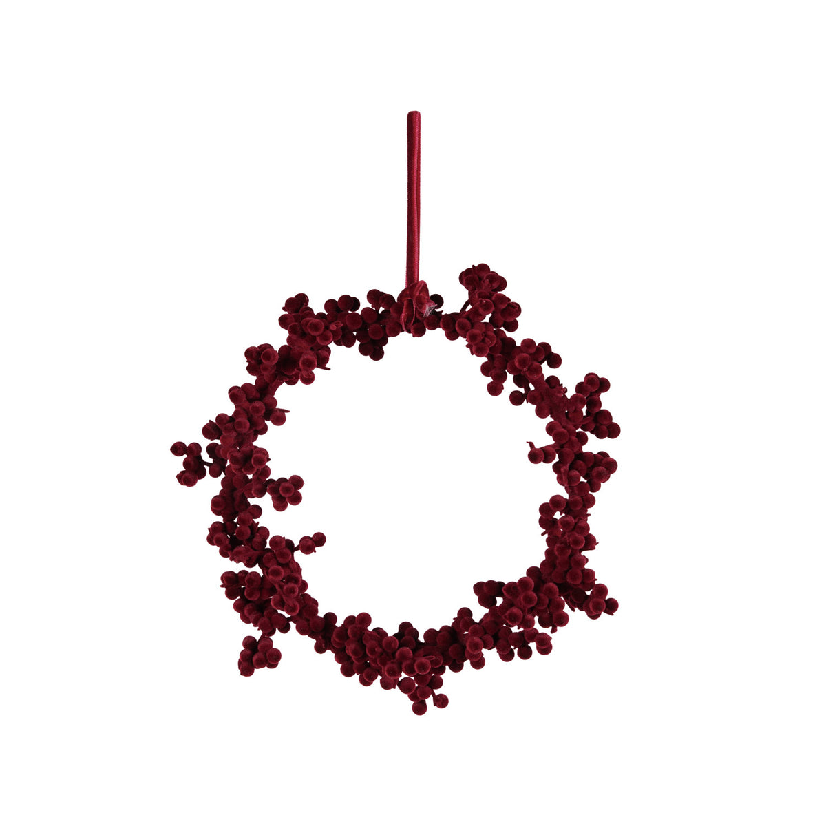 Burgundy Flocked Foam Ball Wreath