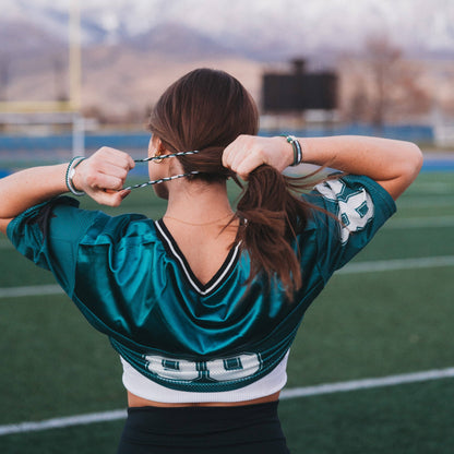 Green & White Game Day Hair Tie Bracelets
