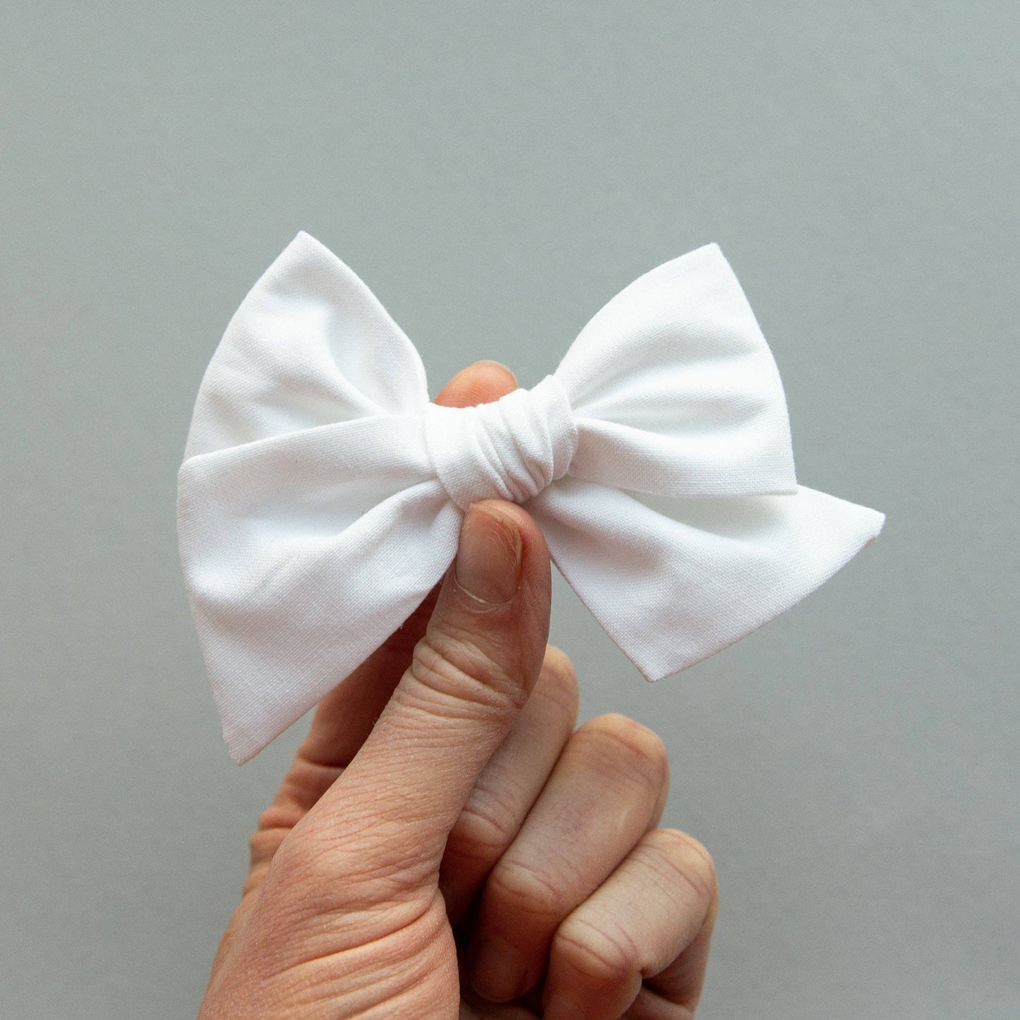 True White | Alligator Clip Oversized Hand-tied Bow