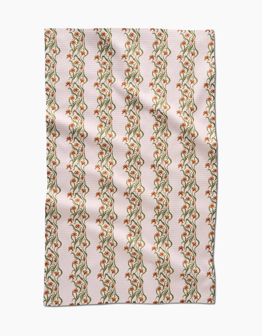 Floral Fall Stripe Kitchen Tea Towel