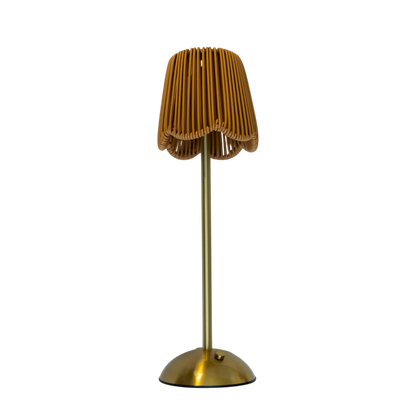 Scalloped Natural Rattan LED USB Lamp