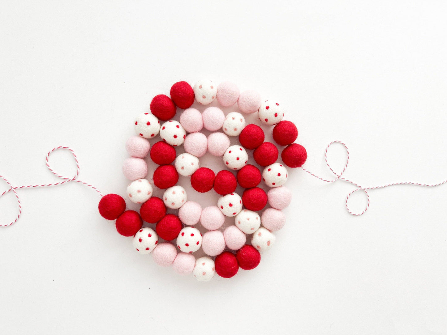 Red & Pink Felt Ball Garland