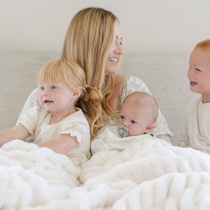 Royale Double Ruched Faux Fur Throw Blanket