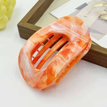 Colorful Marble-Patterned Flat Oval Hair Claw Clips: RoseRed