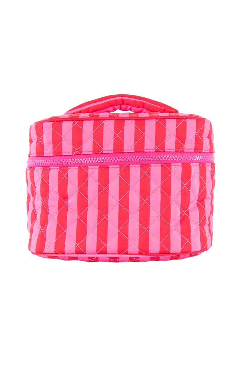 Pink Striped Makeup Bag