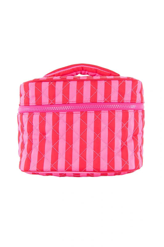Pink Striped Makeup Bag
