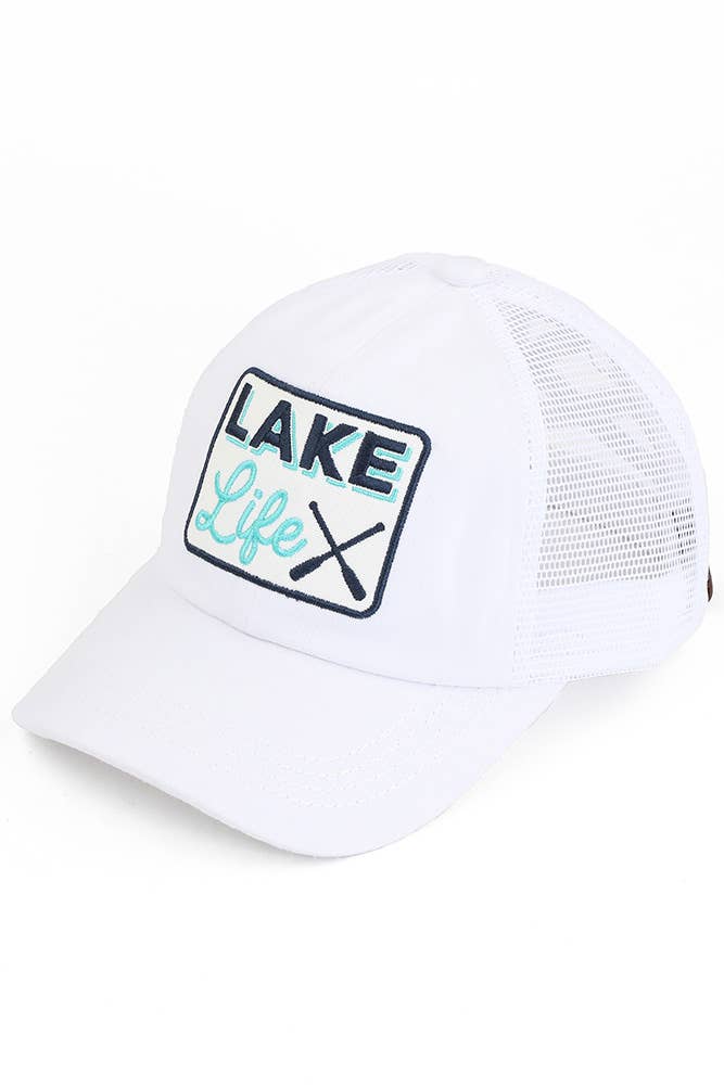 C.C Gray LAKE LIFE Patch Criss-Cross Pony Cap