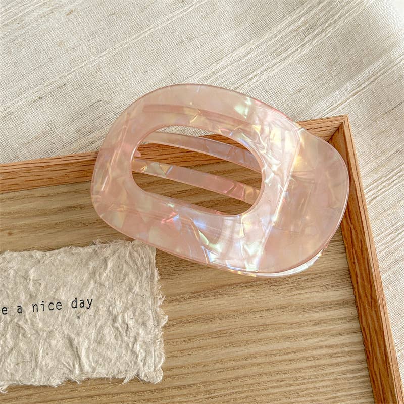 Iridescent Oval Flat Hair Clip