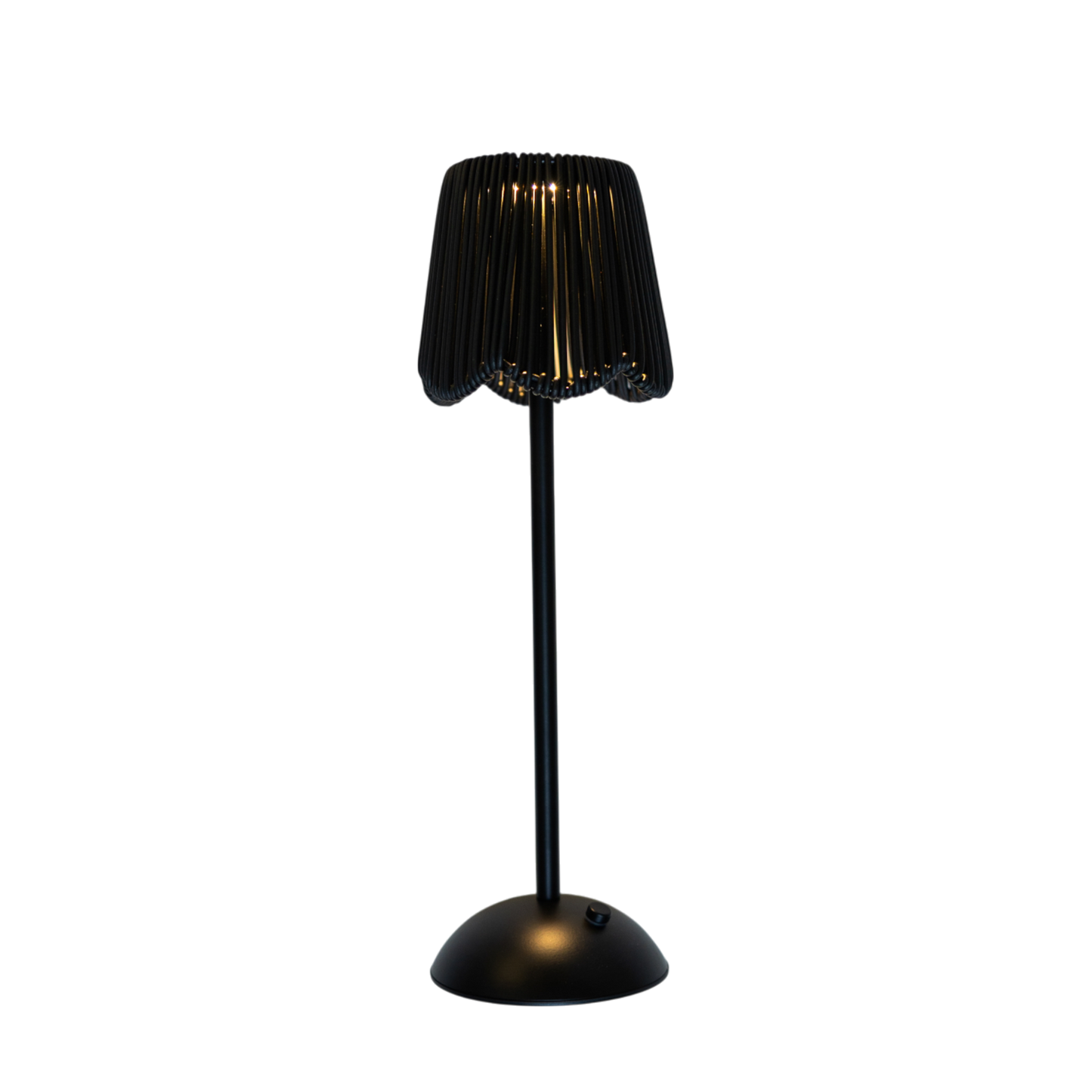 Scalloped Black Rattan LED USB Lamp Shade