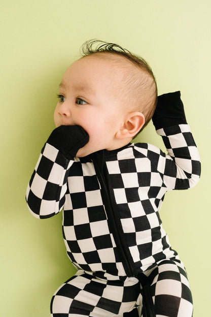 Black Checkered Bamboo Sleeper: Newborn