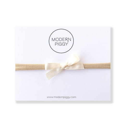 Ivory | Mini Ribbon Bow Nylon Headband