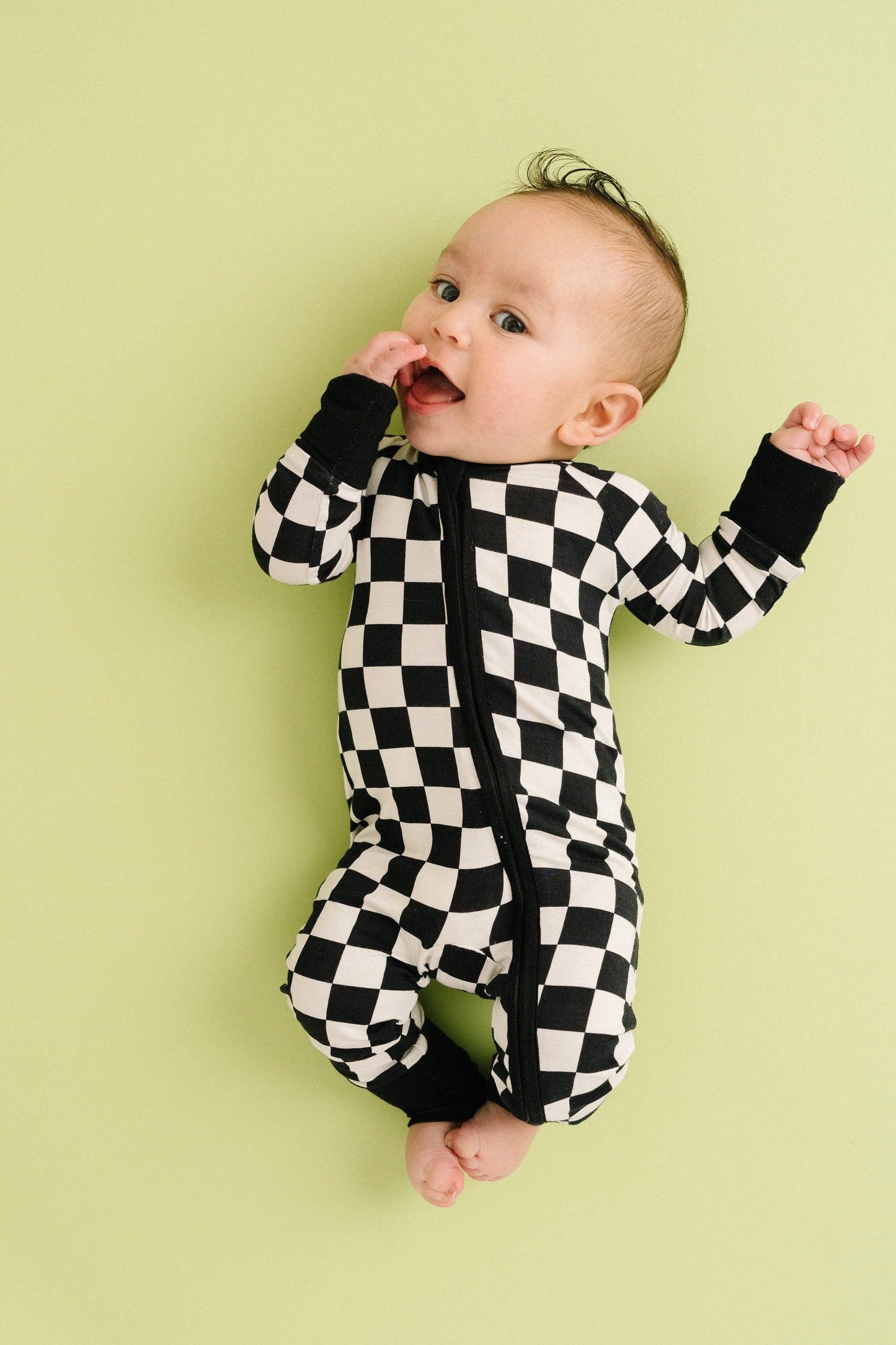 Black Checkered Bamboo Sleeper: Newborn