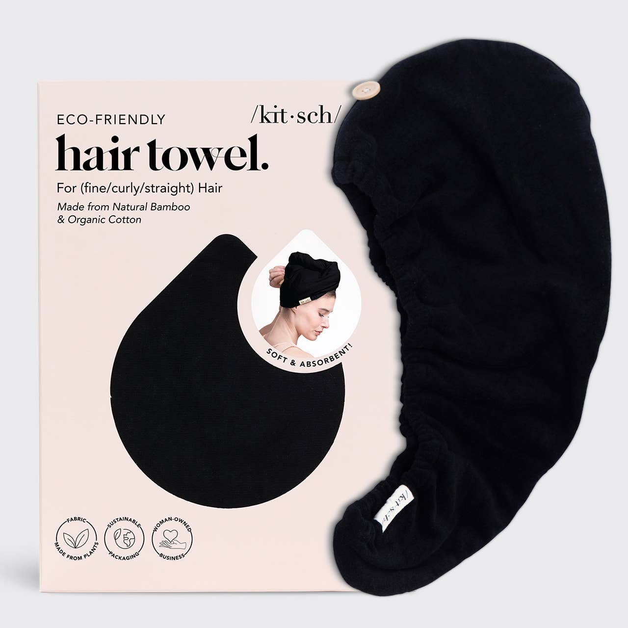 Eco Black Quick Dry Hair Towel