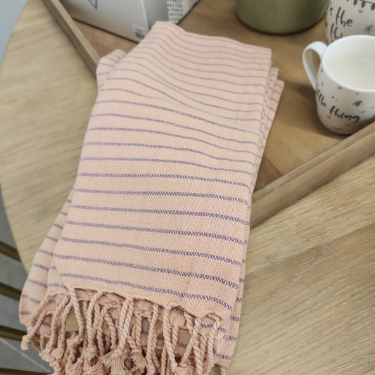 Pink & Purple Striped Cotton Tea Towel