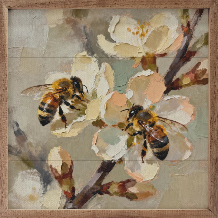 Two Busy Bees Flower Buds Sign