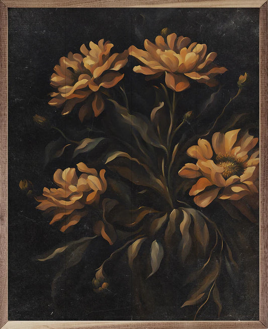 Dark Orange Florals Sign