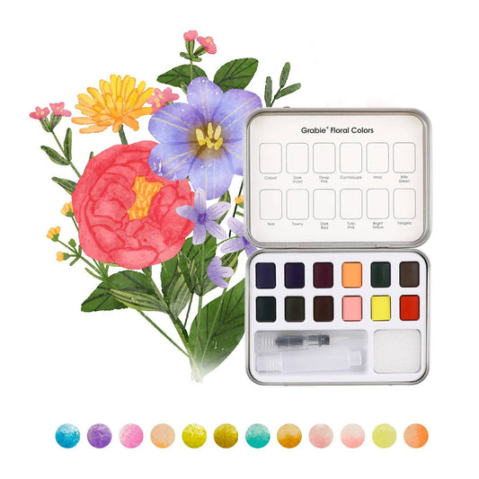 Floral Colors Watercolor Pocket Set With Brush