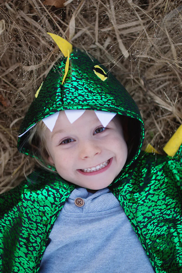 Toddler Dragon Green Metallic Cape