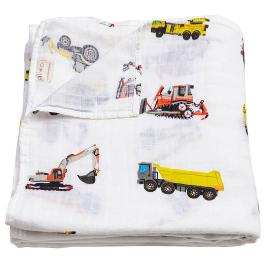 Construction Muslin Swaddle Blanket