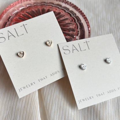 Hammered Heart Studs