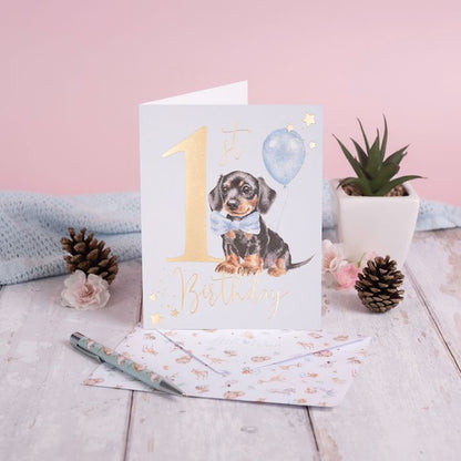 '1st Birthday' Puppy Greeting Card