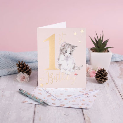 '1st Birthday' Kitten Greeting Card