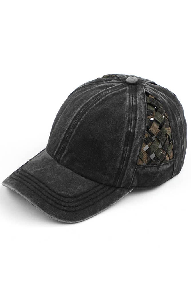 C.C Berry Basket Weave Criss-Cross Ponytail Baseball Cap