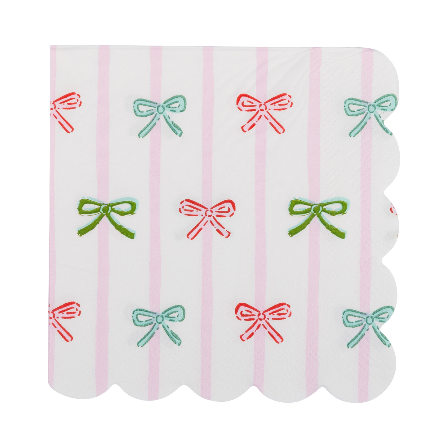 Bow Stripe Scallop Cocktail Napkin