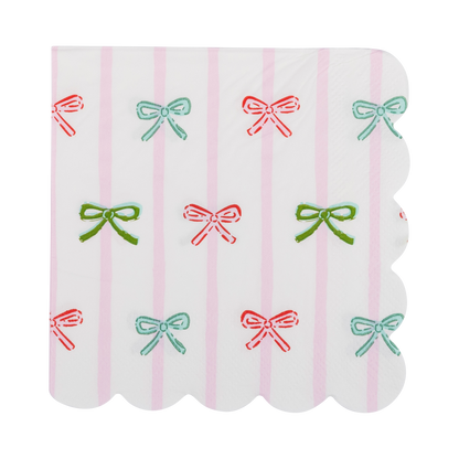 Bow Stripe Scallop Cocktail Napkin