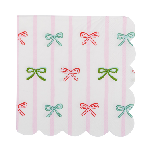 Bow Stripe Scallop Cocktail Napkin