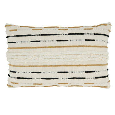 Ivory 14" X 22" Corded Throw Pillow