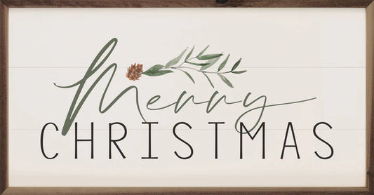 Merry Christmas Pinecone Whitewash Sign