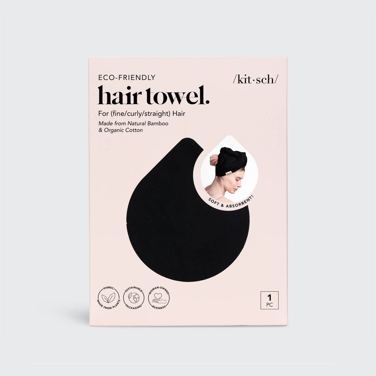 Eco Black Quick Dry Hair Towel