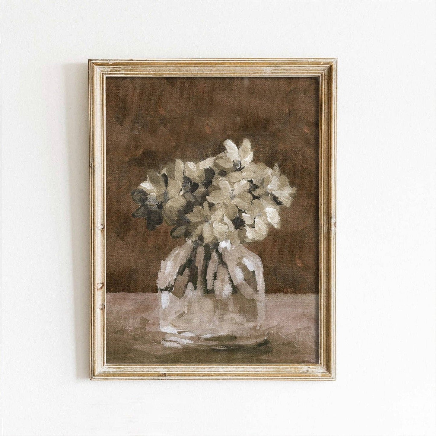 Autumn Beige Flowers in Vase Art Print: 11x14