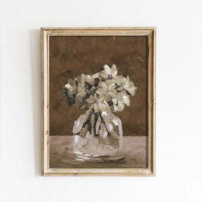 Autumn Beige Flowers in Vase Art Print: 11x14