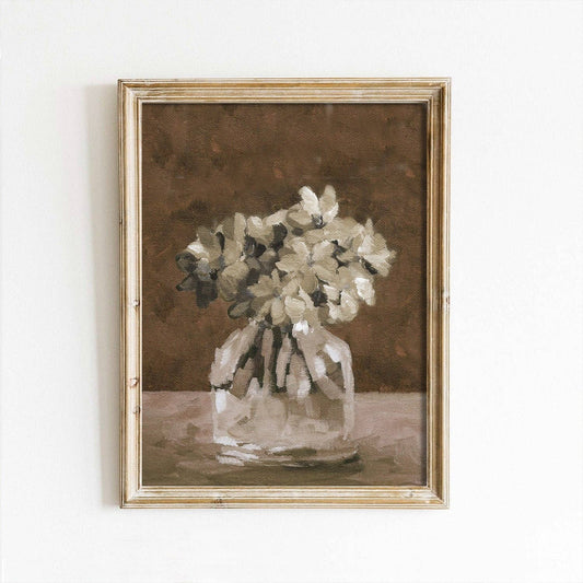 Autumn Beige Flowers in Vase Art Print: 11x14