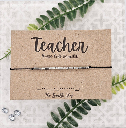 Teacher Silver Morse Code Bracelet