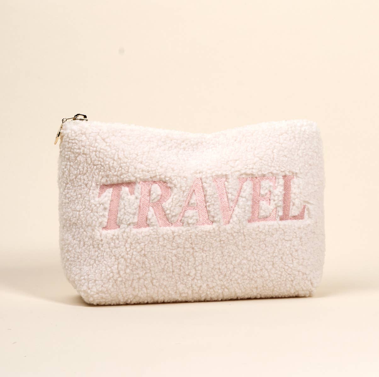 Cream Travel Teddy Pouch
