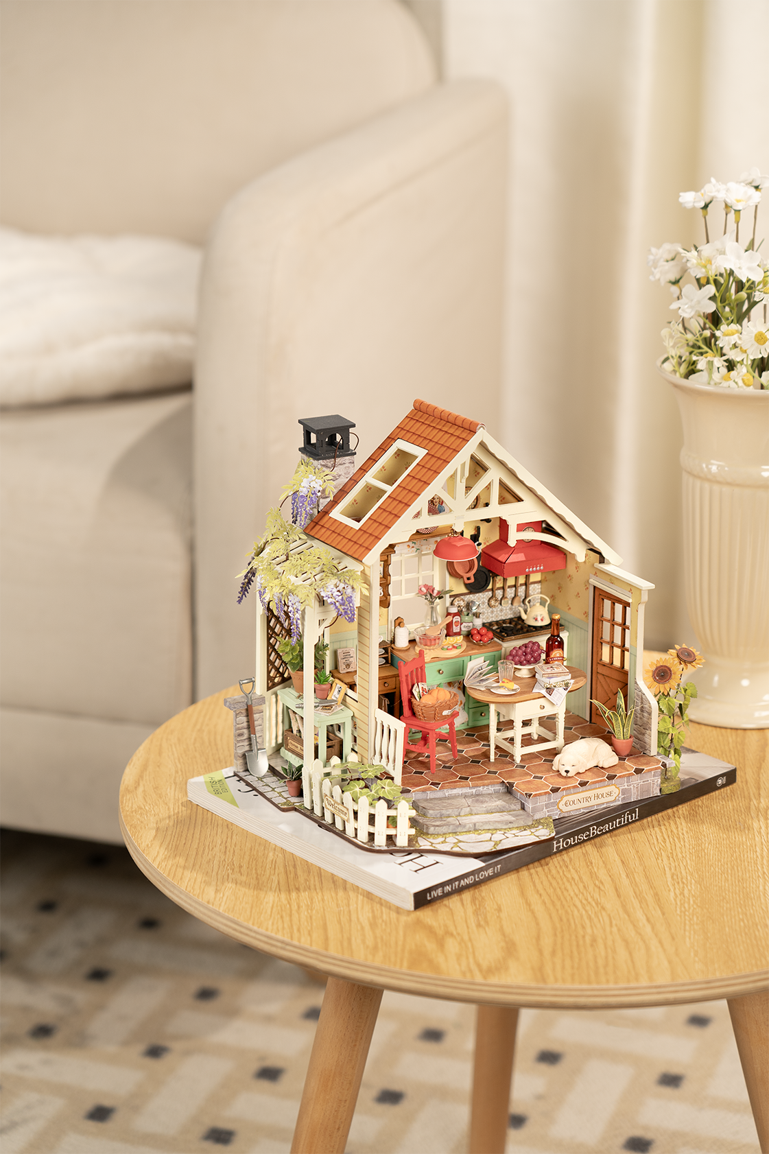 Sunlit Farmhouse Kitchen Miniature House