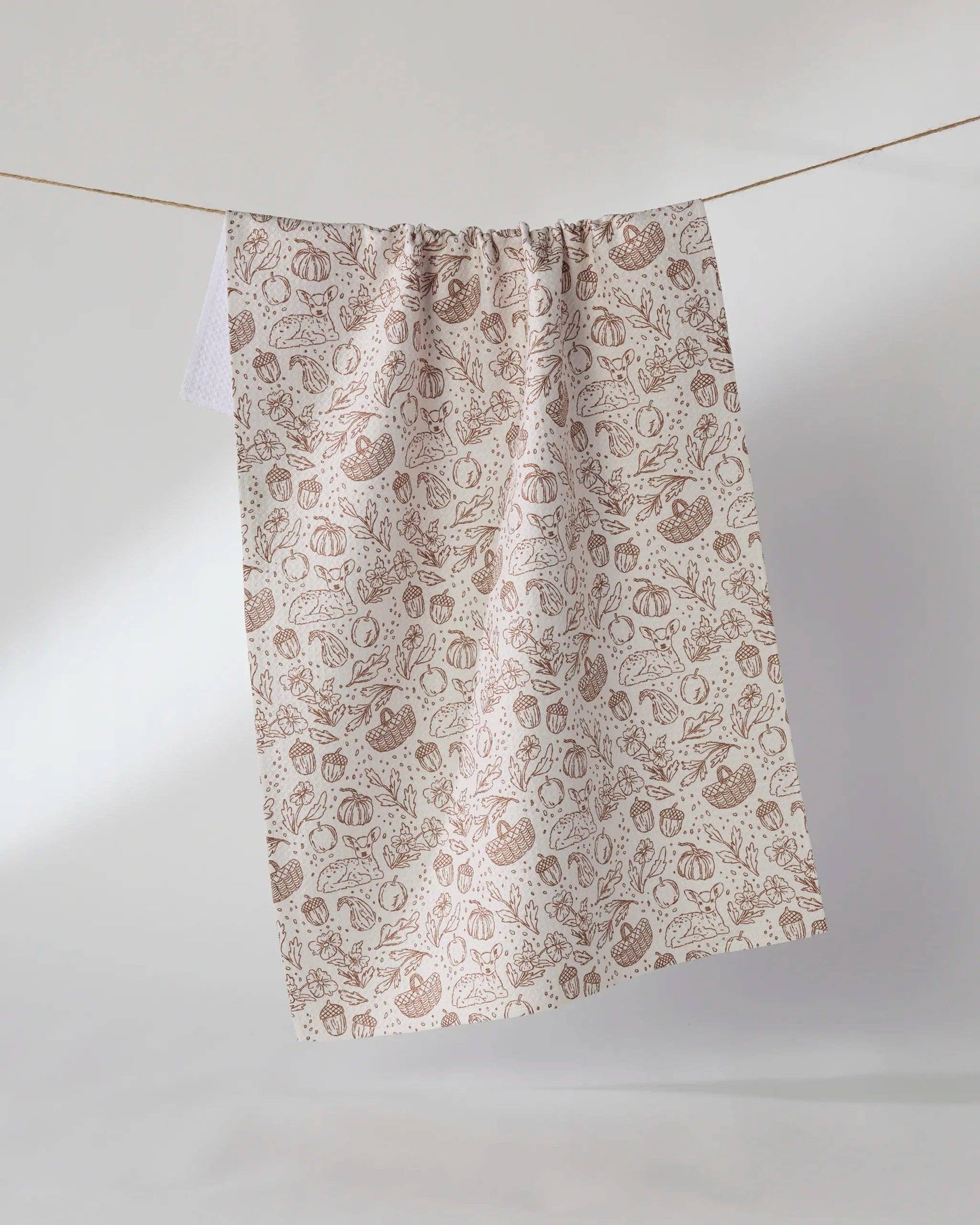 White Cozy Flora Kitchen Tea Towel