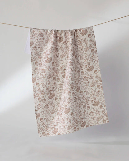White Cozy Flora Kitchen Tea Towel