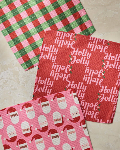 Holly Jolly Santa Dishcloth Set