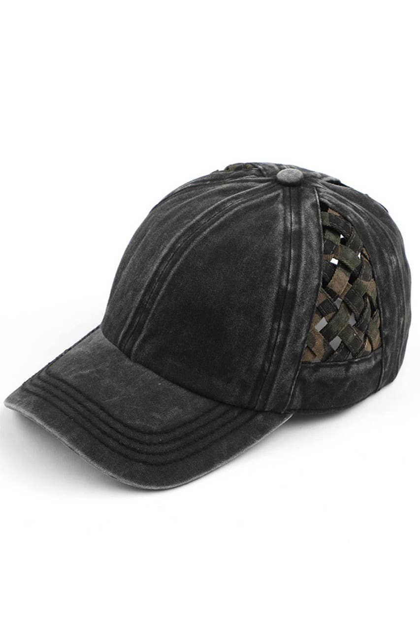 C.C Berry Basket Weave Criss-Cross Ponytail Baseball Cap